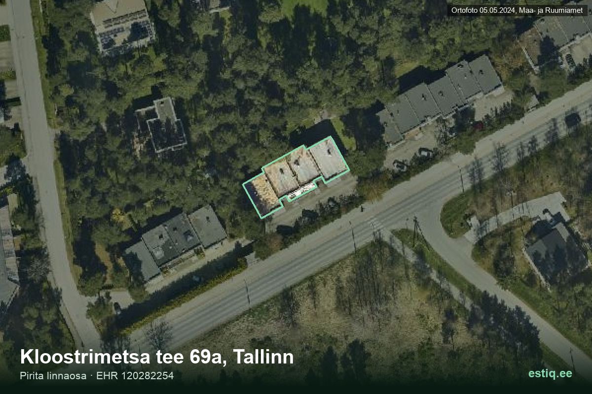 Kloostrimetsa tee 69a, Tallinn – hoone aerofoto, kontuur ehitisregistri (EHR) andmetest