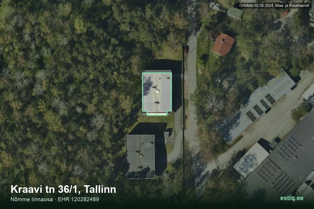 Kraavi tänav 36/1, Tallinn – hoone aerofoto, kontuur ehitisregistri (EHR) andmetest