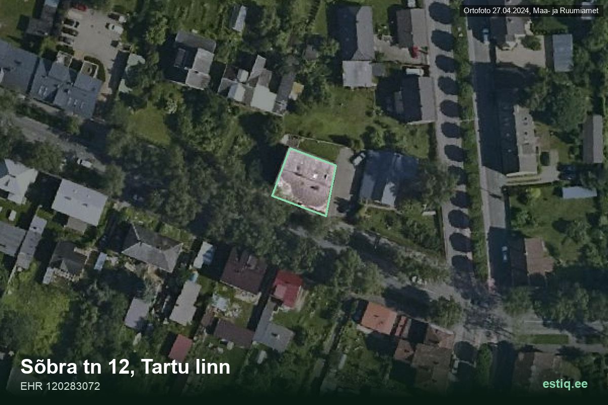 Sõbra tänav 12, Tartu – aerial photo of the building, outline from the Building Register (EHR)