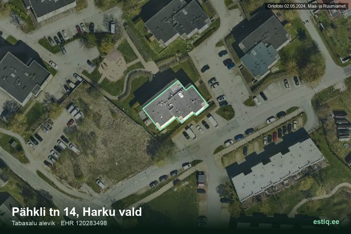 Pähkli tänav 14, Harku – aerial photo of the building, outline from the Building Register (EHR)