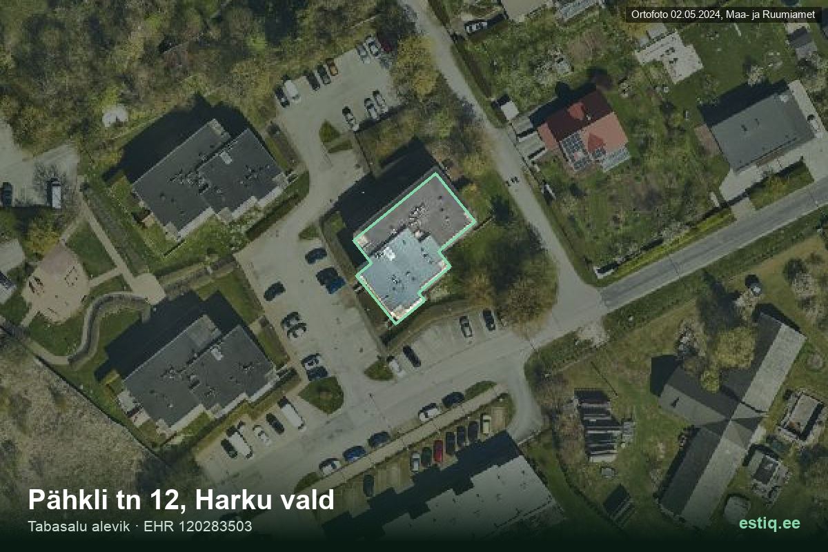 Pähkli tänav 12, Harku – aerial photo of the building, outline from the Building Register (EHR)