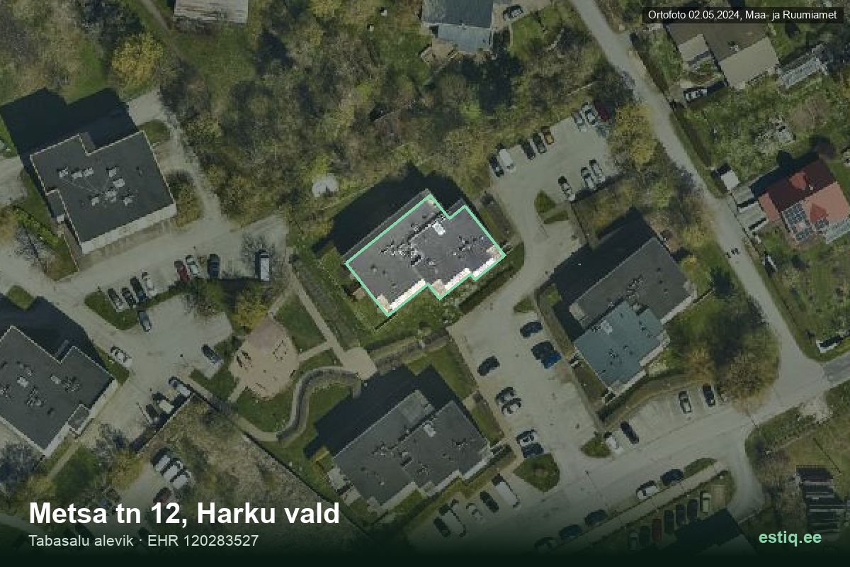 Metsa tänav 12, Harku – hoone aerofoto, kontuur ehitisregistri (EHR) andmetest