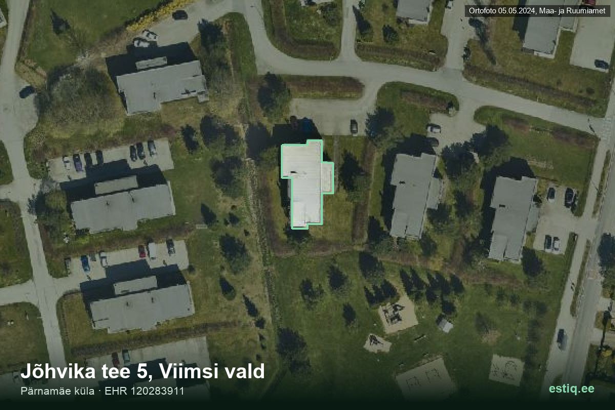 Jõhvika tee 5, Viimsi – aerial photo of the building, outline from the Building Register (EHR)