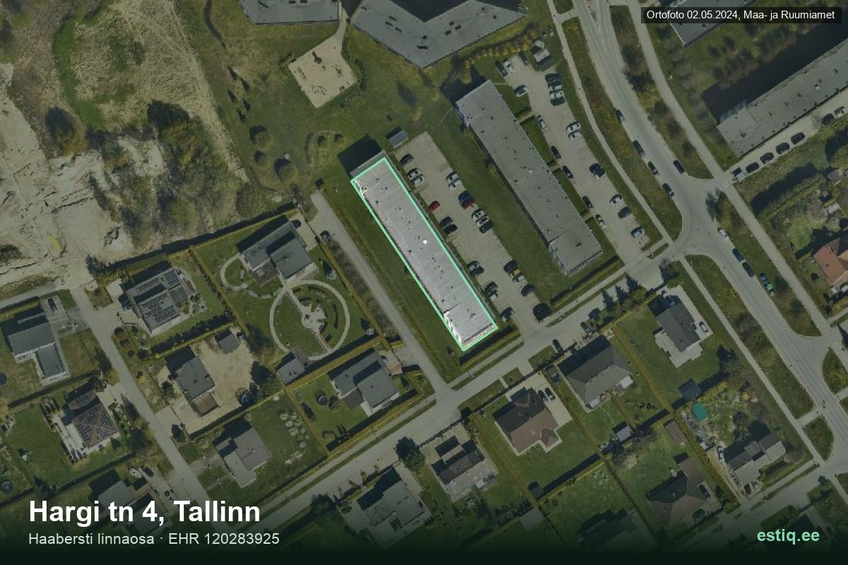 Hargi tänav 4, Tallinn – ilmakuva rakennuksesta, ääriviiva rakennusrekisteristä (EHR)