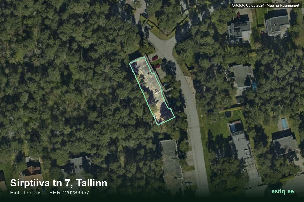 Sirptiiva tänav 7, Tallinn – aerial photo of the building, outline from the Building Register (EHR)
