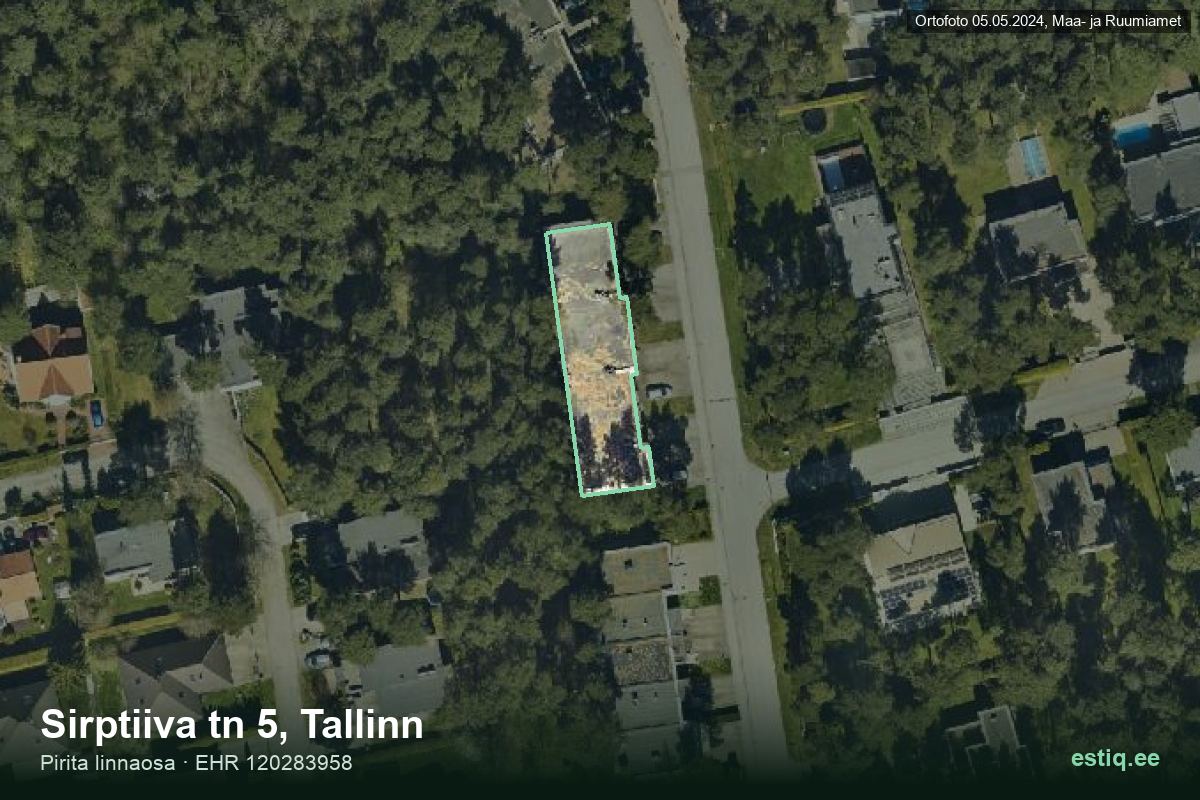 Sirptiiva tänav 5, Tallinn – aerial photo of the building, outline from the Building Register (EHR)