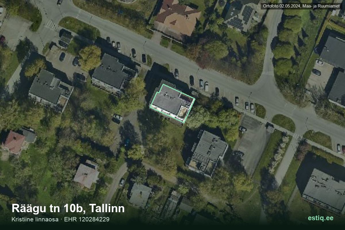 Räägu tänav 10b, Tallinn – ilmakuva rakennuksesta, ääriviiva rakennusrekisteristä (EHR)