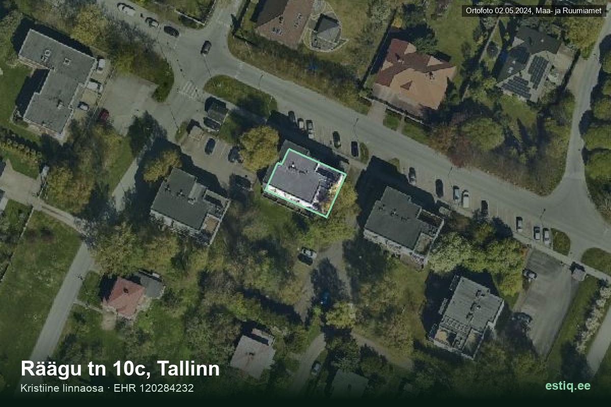 Räägu tänav 10c, Tallinn – hoone aerofoto, kontuur ehitisregistri (EHR) andmetest
