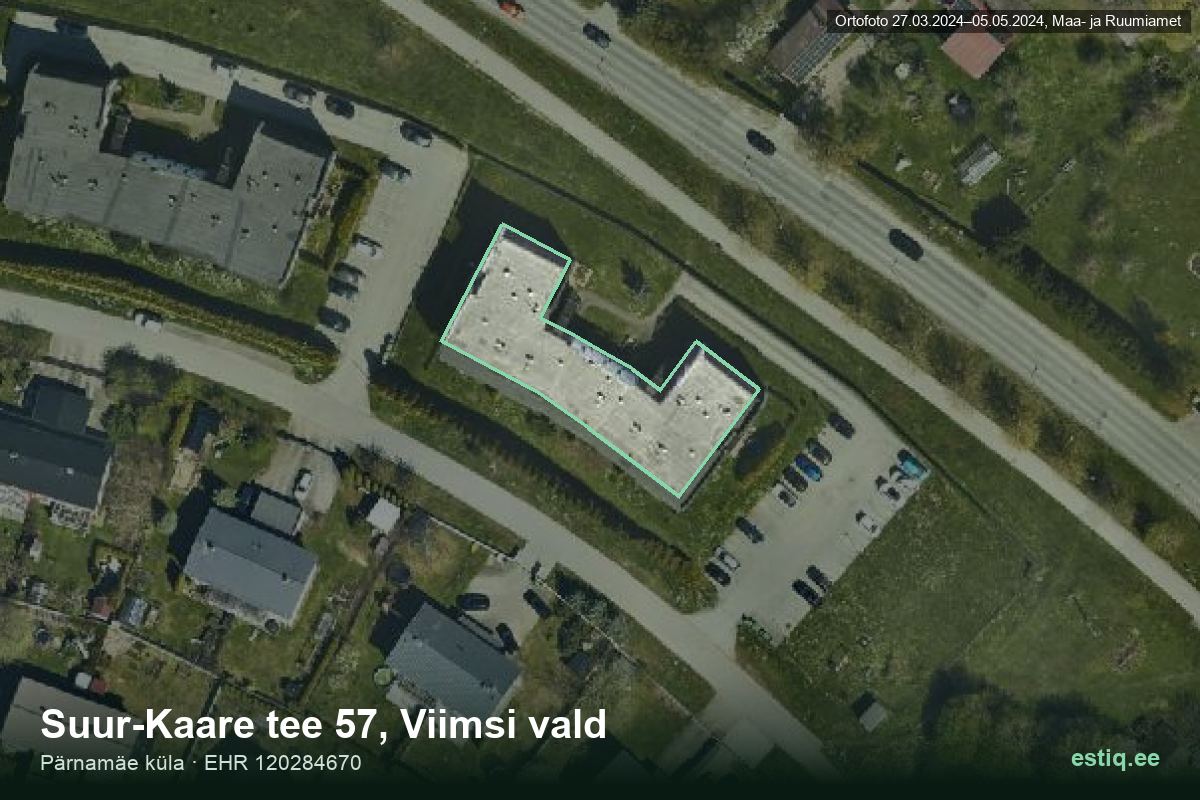 Suur-Kaare tee 57, Viimsi – aerial photo of the building, outline from the Building Register (EHR)
