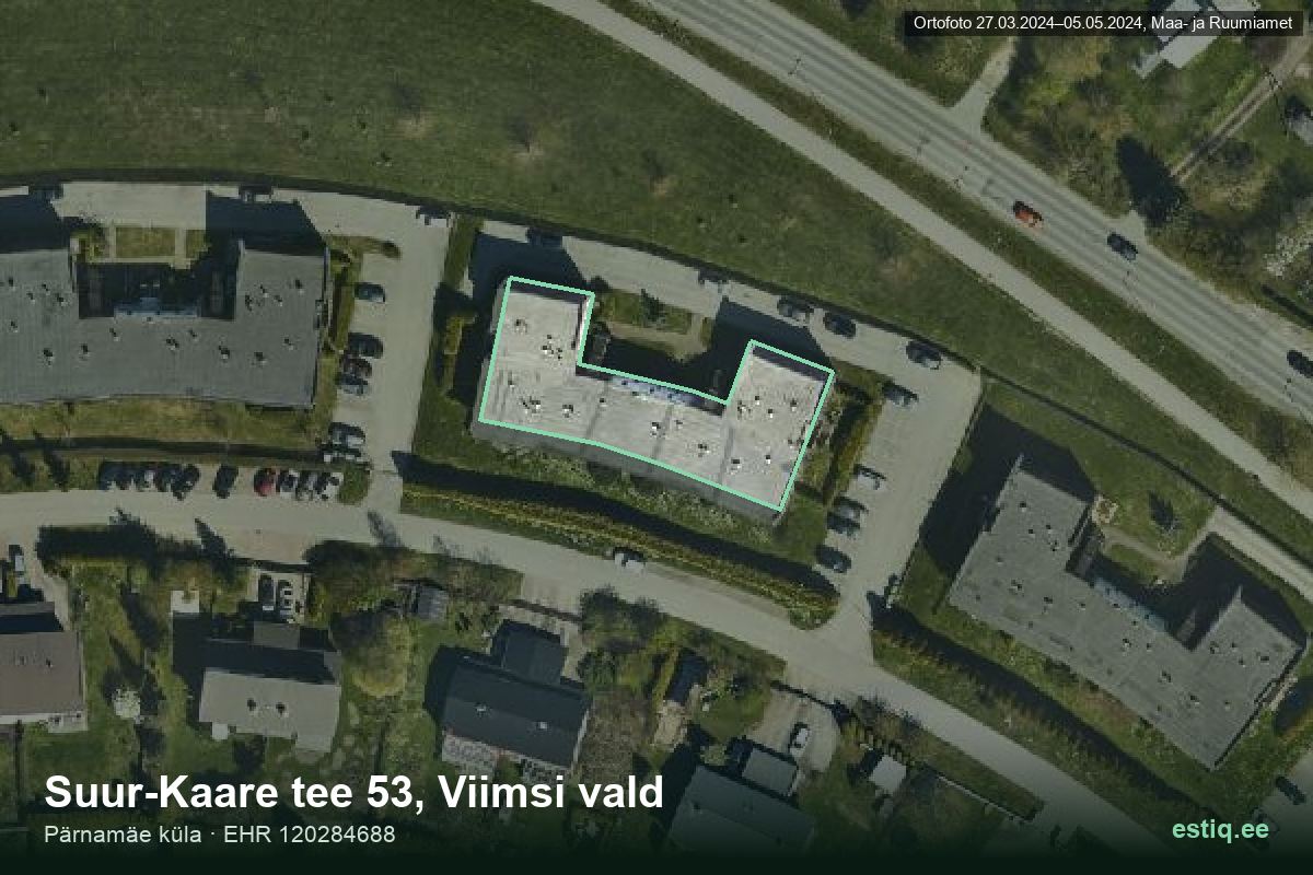 Suur-Kaare tee 53, Viimsi – hoone aerofoto, kontuur ehitisregistri (EHR) andmetest