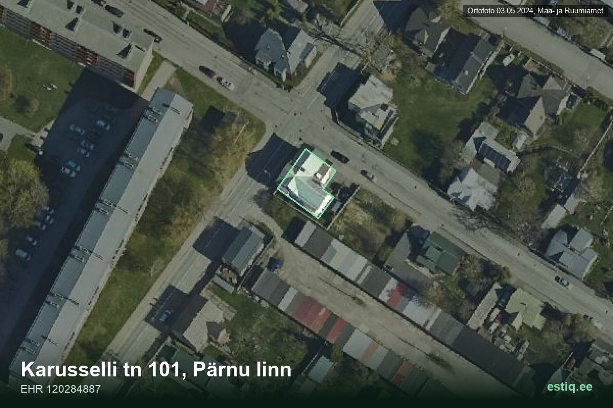 Karusselli tänav 101, Pärnu – ilmakuva rakennuksesta, ääriviiva rakennusrekisteristä (EHR)