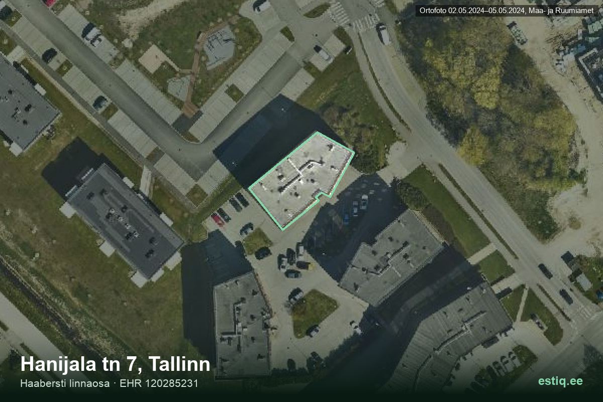 Hanijala tänav 7, Tallinn – ilmakuva rakennuksesta, ääriviiva rakennusrekisteristä (EHR)
