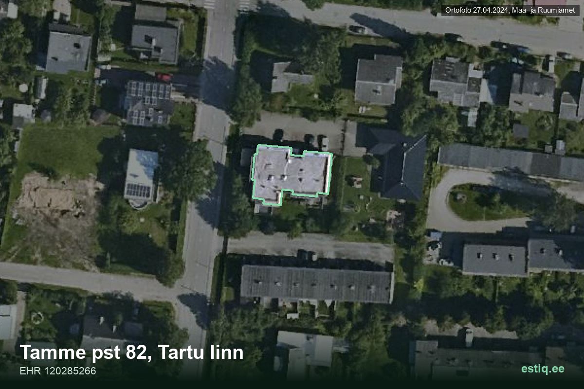 Tamme pst 82, Tartu – hoone aerofoto, kontuur ehitisregistri (EHR) andmetest