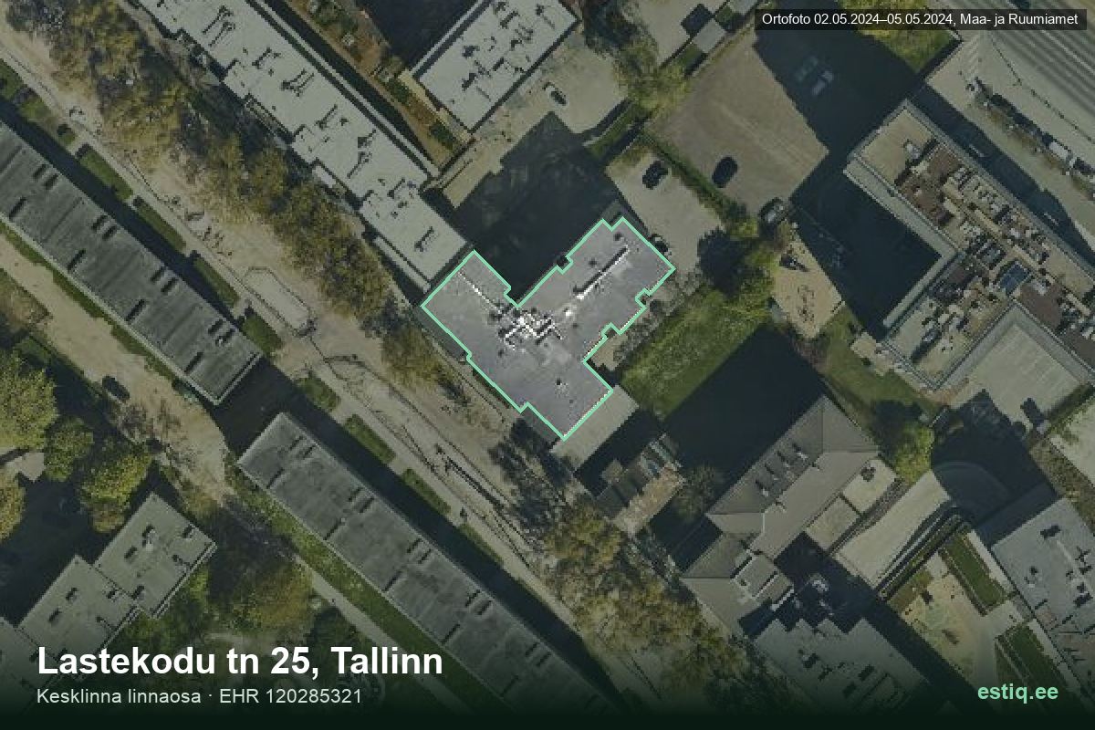 Lastekodu tänav 25, Tallinn – aerial photo of the building, outline from the Building Register (EHR)
