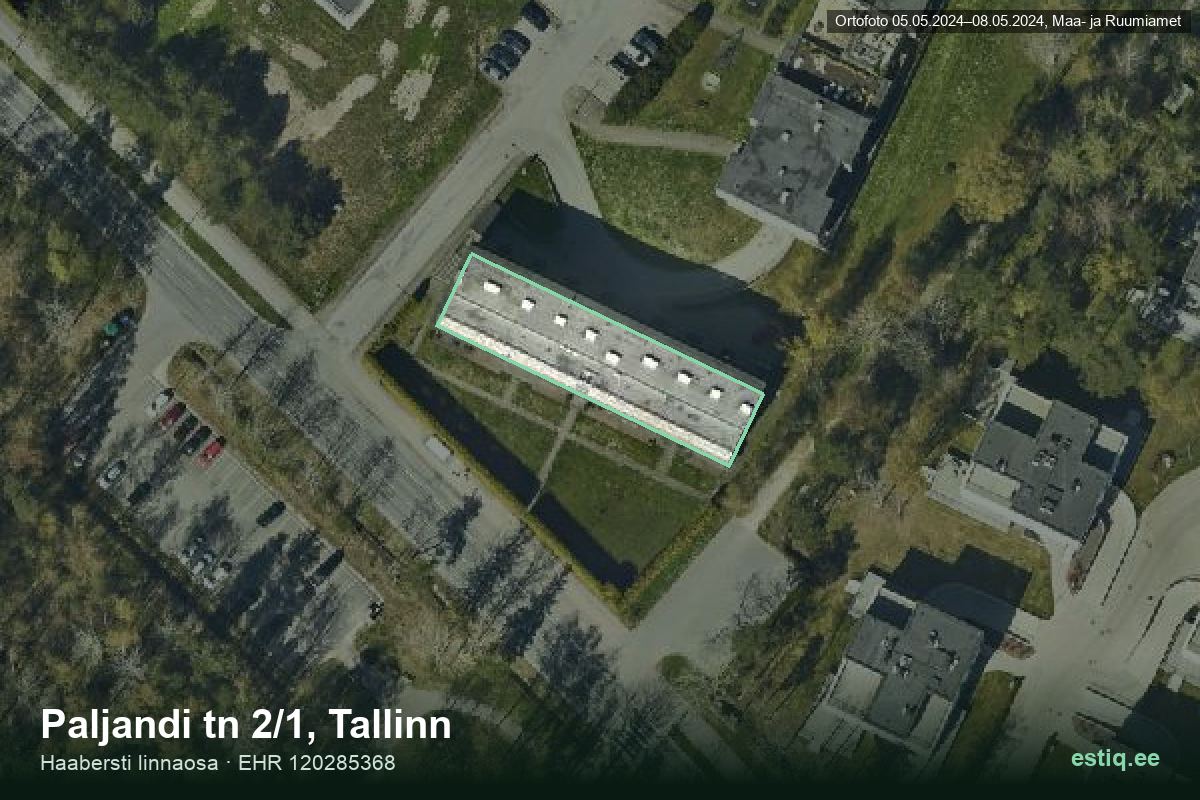 Paljandi tänav 2/1, Tallinn – ilmakuva rakennuksesta, ääriviiva rakennusrekisteristä (EHR)