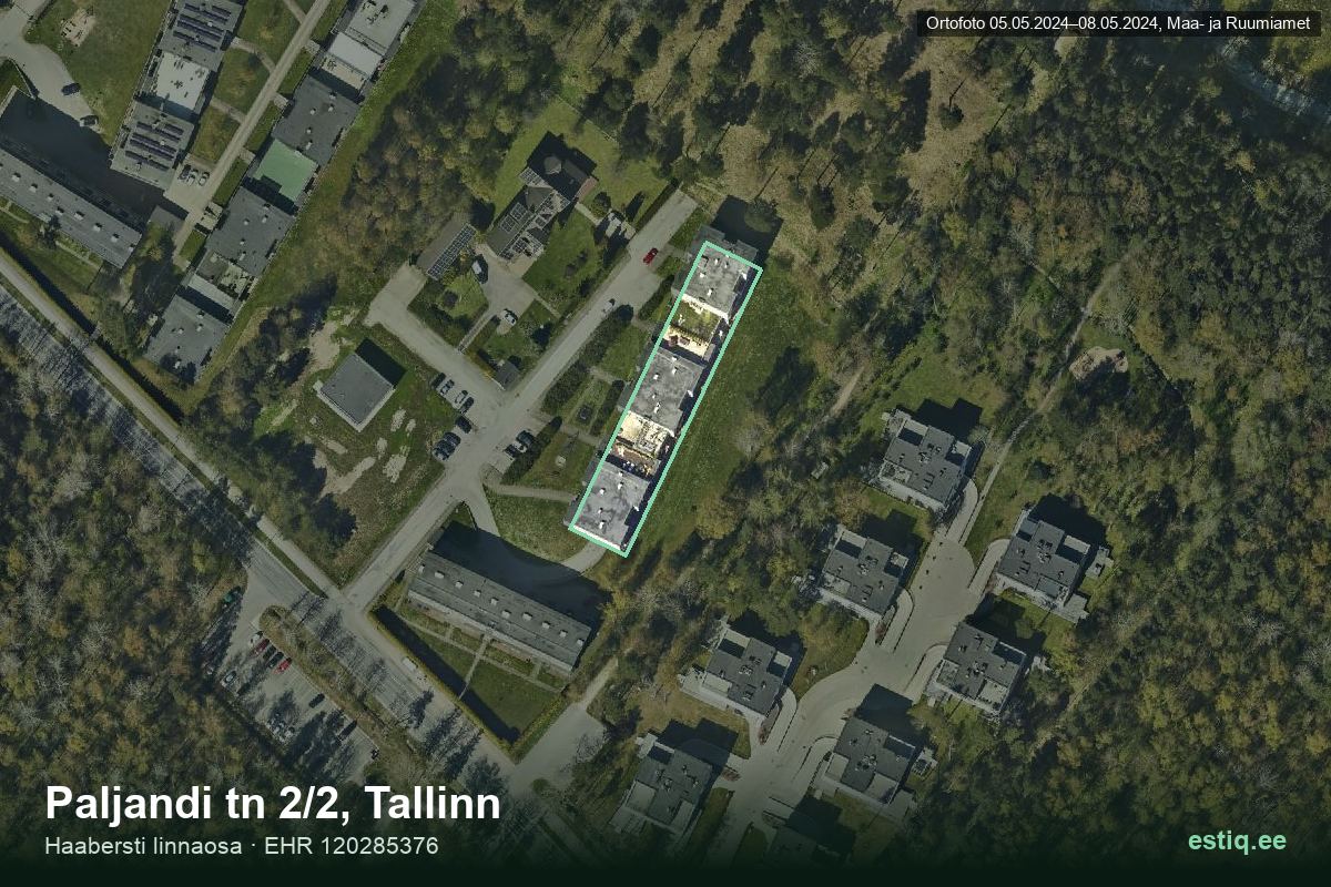 Paljandi tänav 2/2, Tallinn – ilmakuva rakennuksesta, ääriviiva rakennusrekisteristä (EHR)