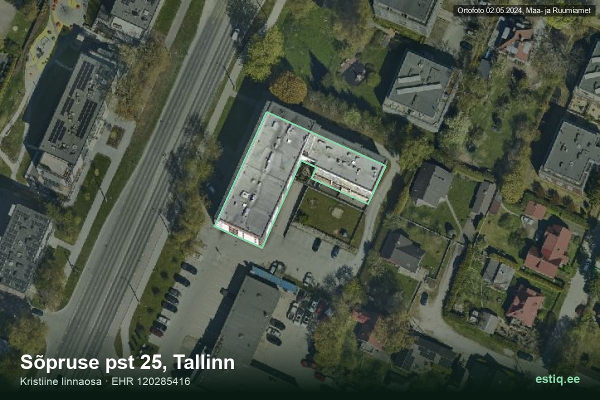 Sõpruse pst 25, Tallinn – hoone aerofoto, kontuur ehitisregistri (EHR) andmetest