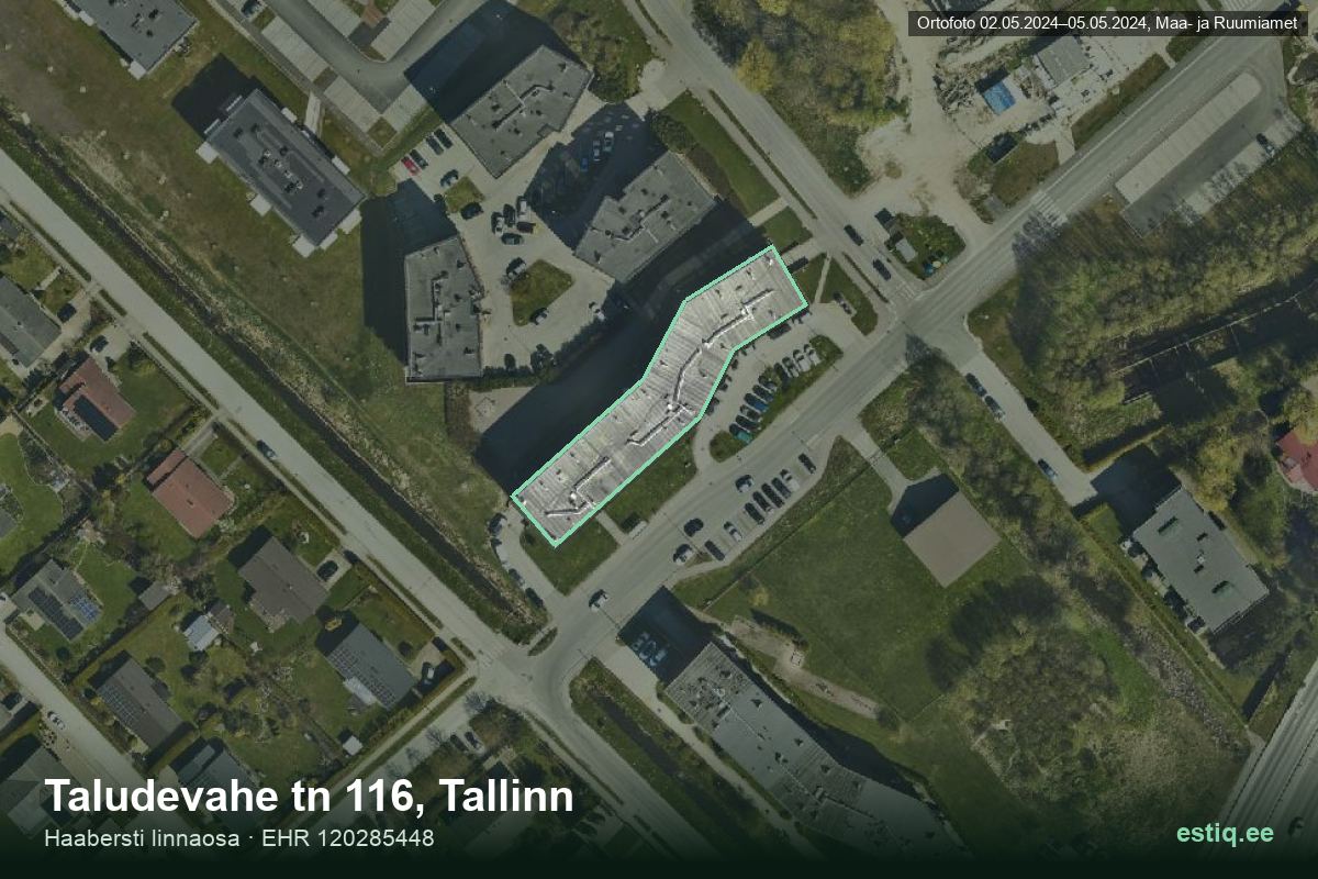 Taludevahe tänav 116, Tallinn – hoone aerofoto, kontuur ehitisregistri (EHR) andmetest
