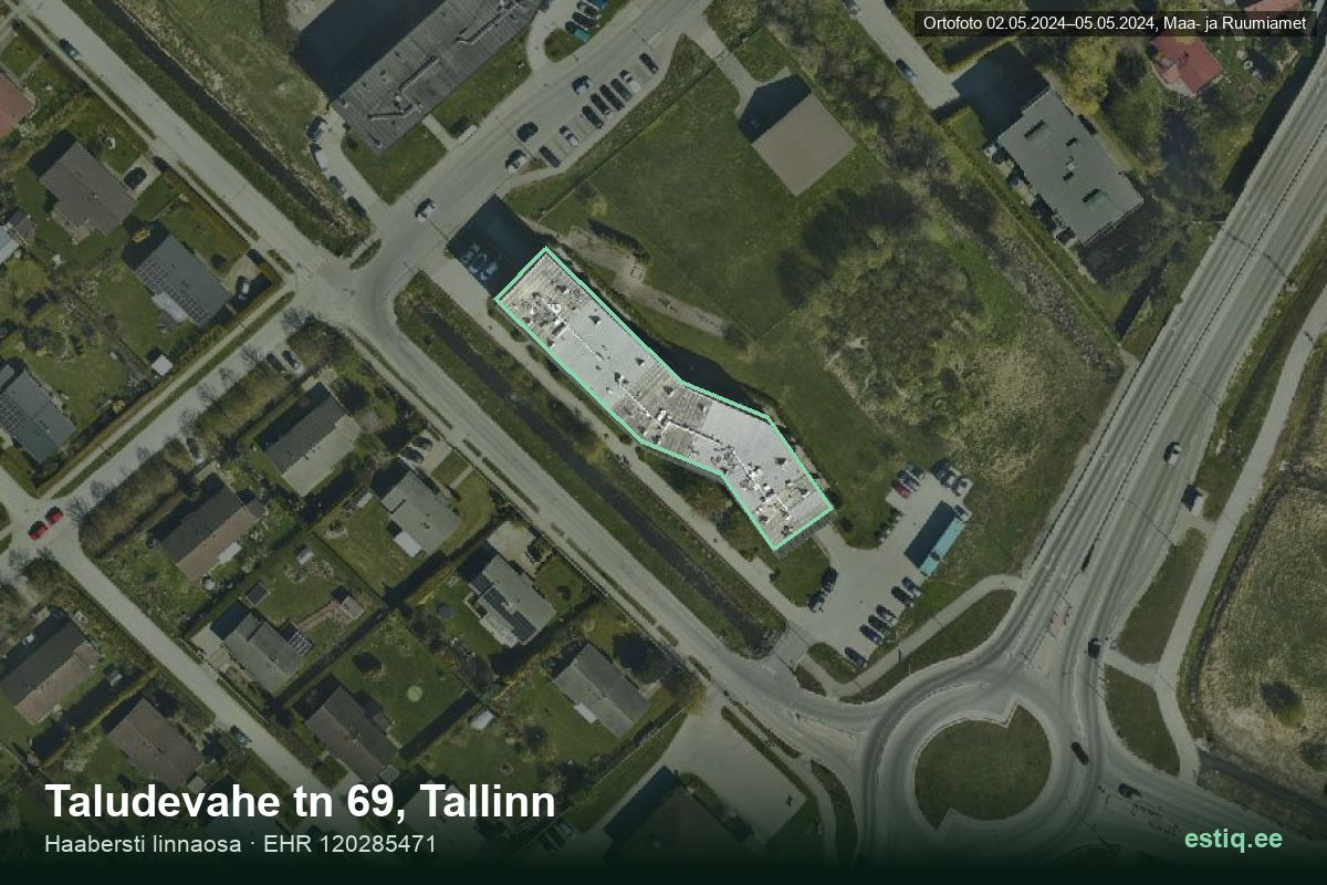 Taludevahe tänav 69, Tallinn – hoone aerofoto, kontuur ehitisregistri (EHR) andmetest