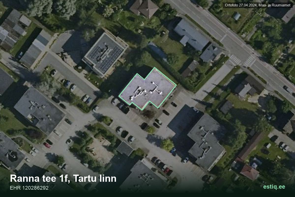 Ranna tee 1f, Tartu – hoone aerofoto, kontuur ehitisregistri (EHR) andmetest