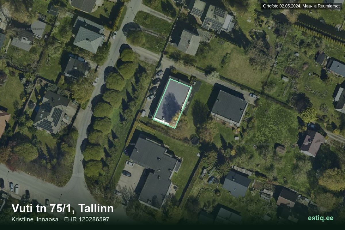 Vuti tänav 75/1, Tallinn – ilmakuva rakennuksesta, ääriviiva rakennusrekisteristä (EHR)