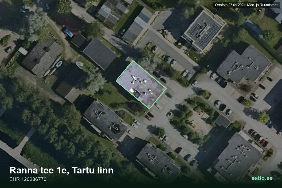 Ranna tee 1e, Tartu – hoone aerofoto, kontuur ehitisregistri (EHR) andmetest
