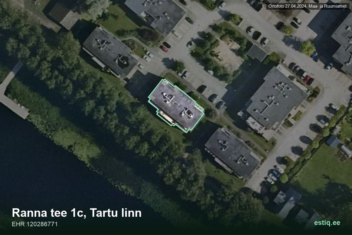 Ranna tee 1c, Tartu – hoone aerofoto, kontuur ehitisregistri (EHR) andmetest