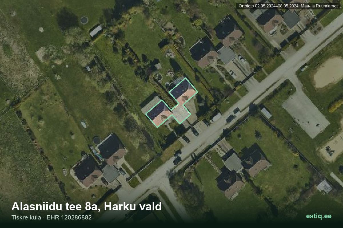 Alasniidu tee 8a, Harku – hoone aerofoto, kontuur ehitisregistri (EHR) andmetest