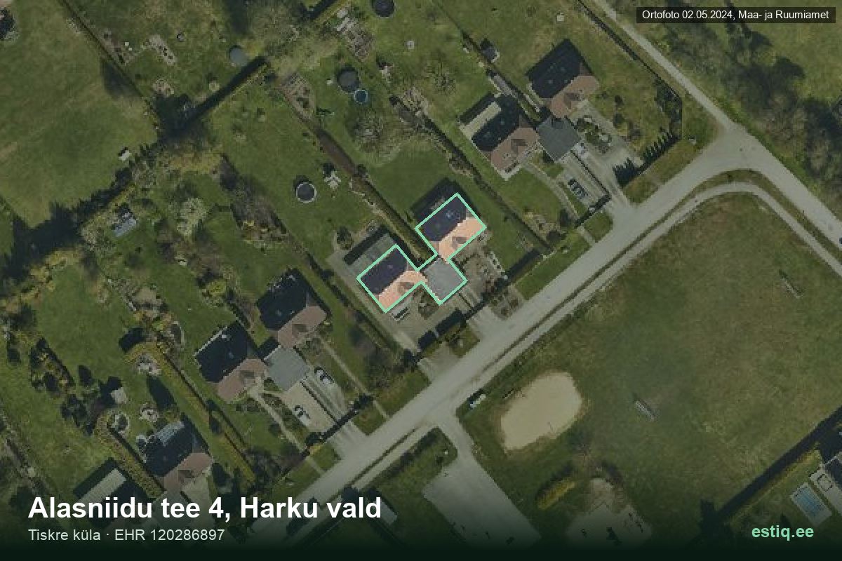 Alasniidu tee 4, Harku – hoone aerofoto, kontuur ehitisregistri (EHR) andmetest