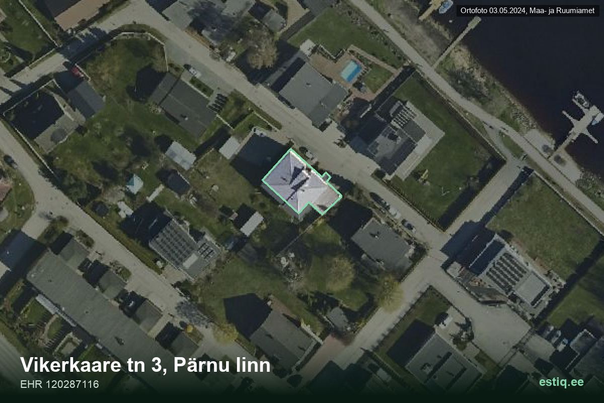 Vikerkaare tänav 3, Pärnu – hoone aerofoto, kontuur ehitisregistri (EHR) andmetest