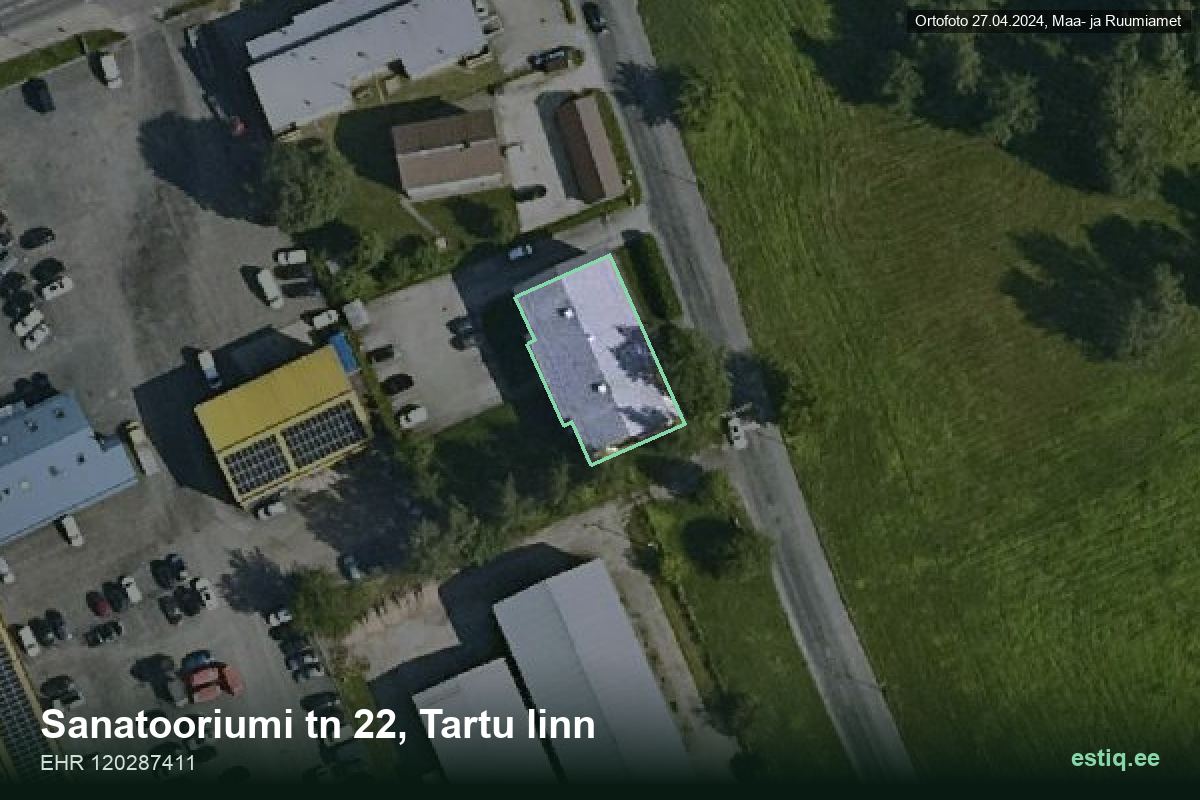 Sanatooriumi tänav 22, Tartu – ilmakuva rakennuksesta, ääriviiva rakennusrekisteristä (EHR)