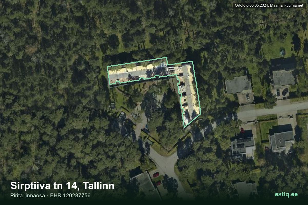 Sirptiiva tänav 14, Tallinn – aerial photo of the building, outline from the Building Register (EHR)