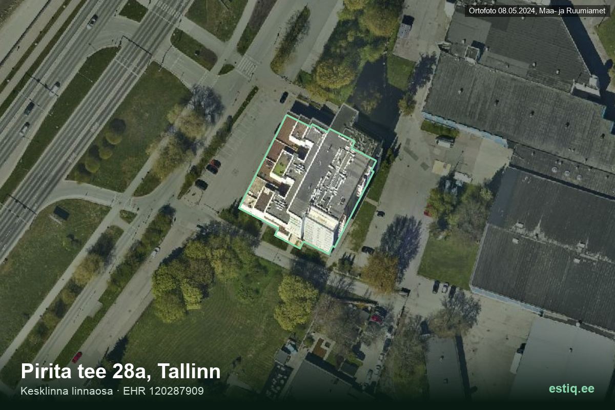 Pirita tee 28a, Tallinn – ilmakuva rakennuksesta, ääriviiva rakennusrekisteristä (EHR)