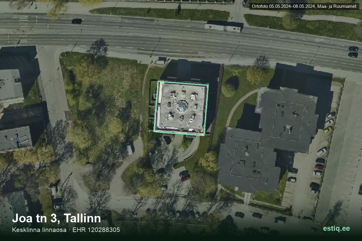 Joa tänav 3, Tallinn – hoone aerofoto, kontuur ehitisregistri (EHR) andmetest
