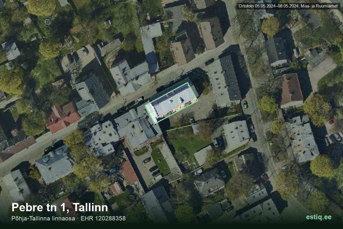 Pebre tänav 1, Tallinn – hoone aerofoto, kontuur ehitisregistri (EHR) andmetest