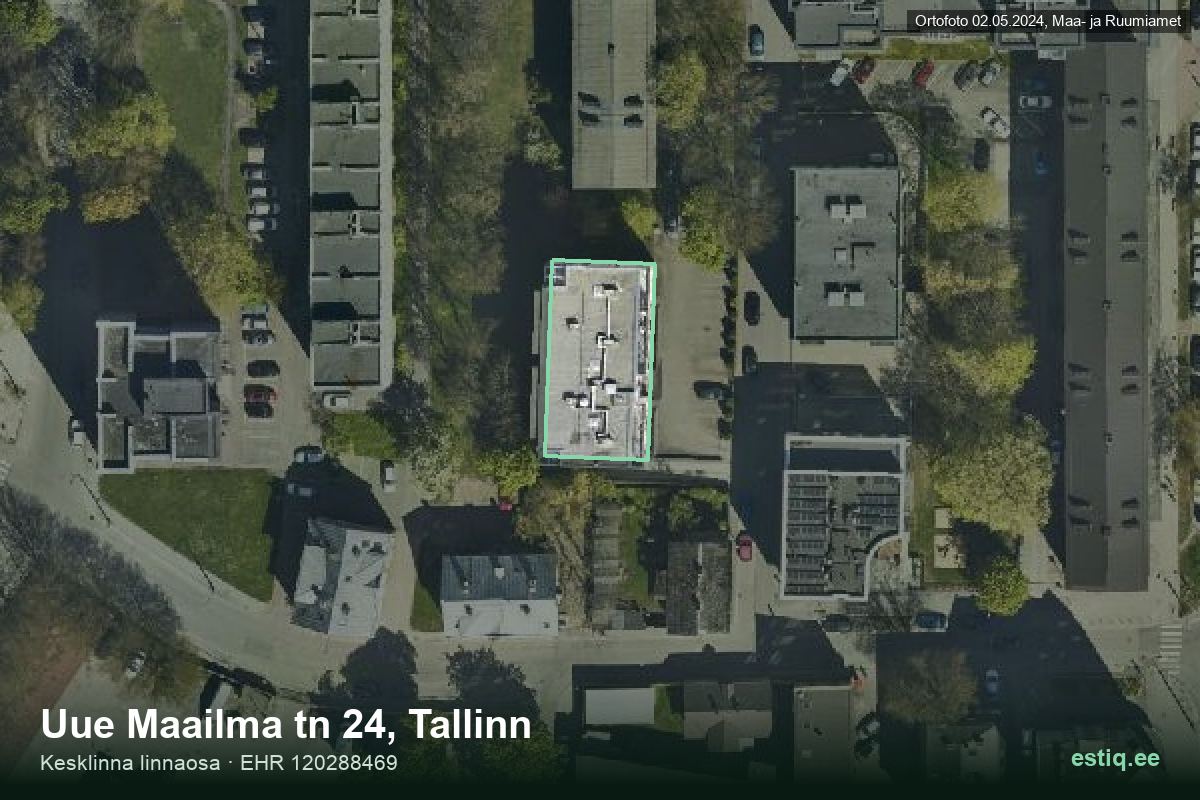 Uue Maailma tänav 24, Tallinn – aerial photo of the building, outline from the Building Register (EHR)