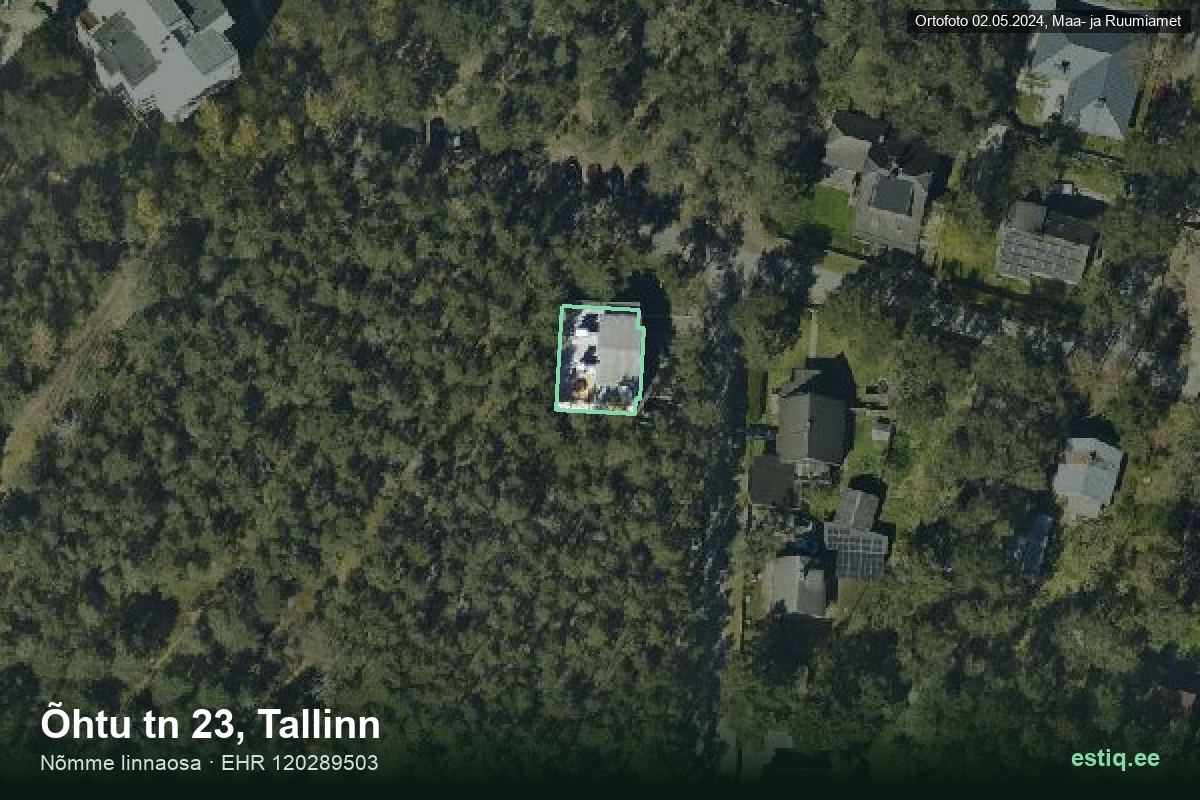 Õhtu tänav 23, Tallinn – hoone aerofoto, kontuur ehitisregistri (EHR) andmetest