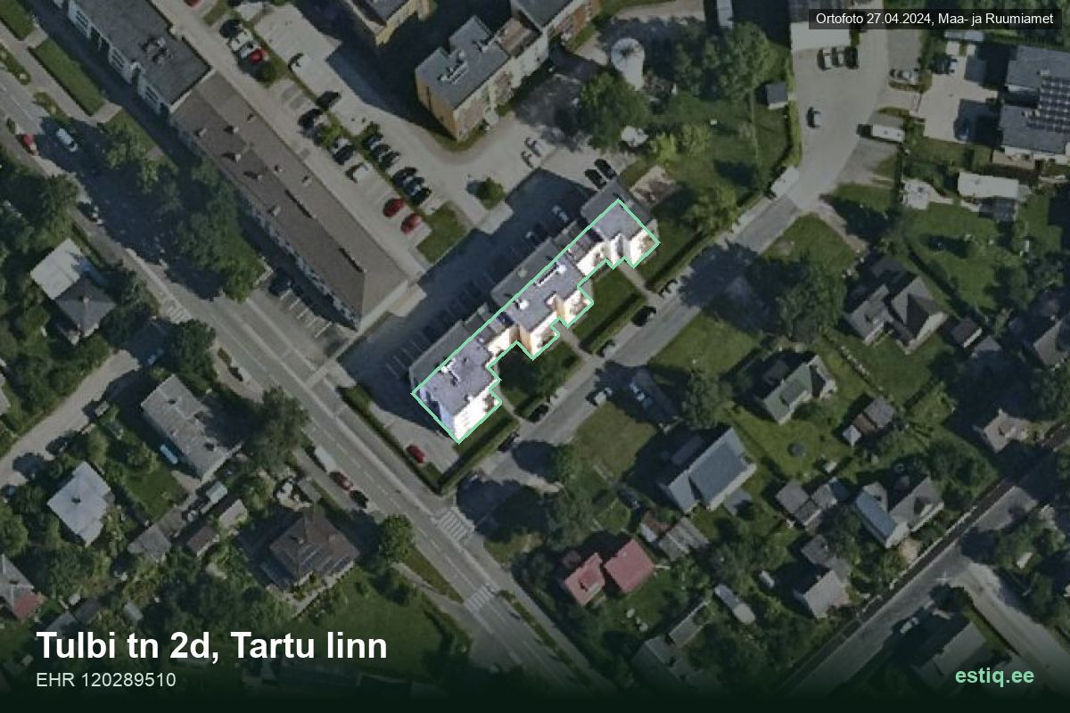 Tulbi tänav 2d, Tartu – aerial photo of the building, outline from the Building Register (EHR)