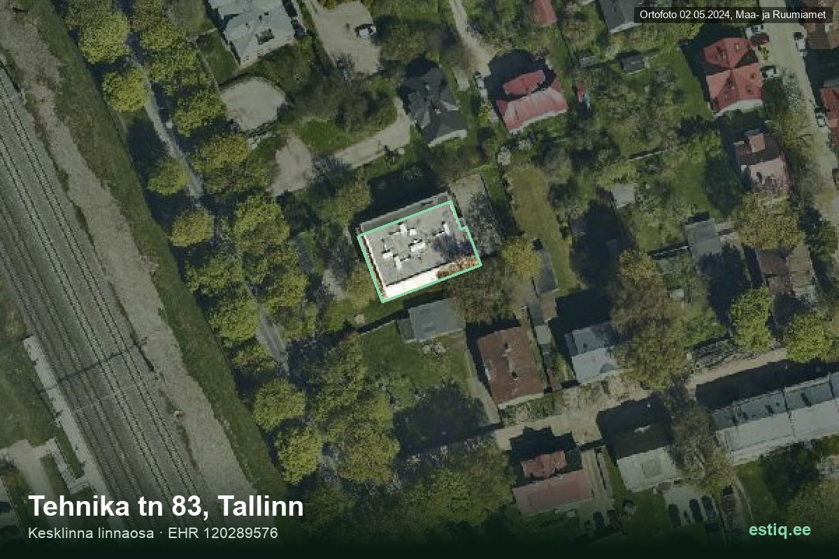 Tehnika tänav 83, Tallinn – hoone aerofoto, kontuur ehitisregistri (EHR) andmetest