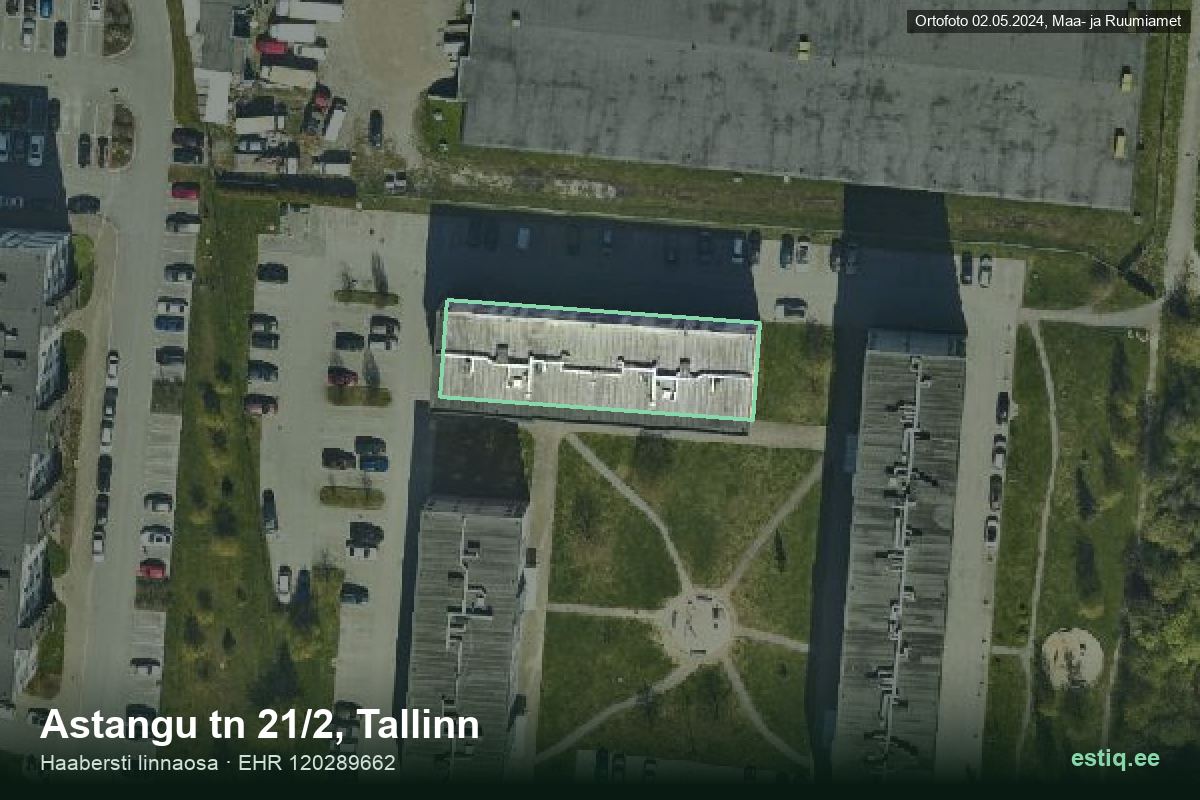 Astangu tänav 21/2, Tallinn – hoone aerofoto, kontuur ehitisregistri (EHR) andmetest