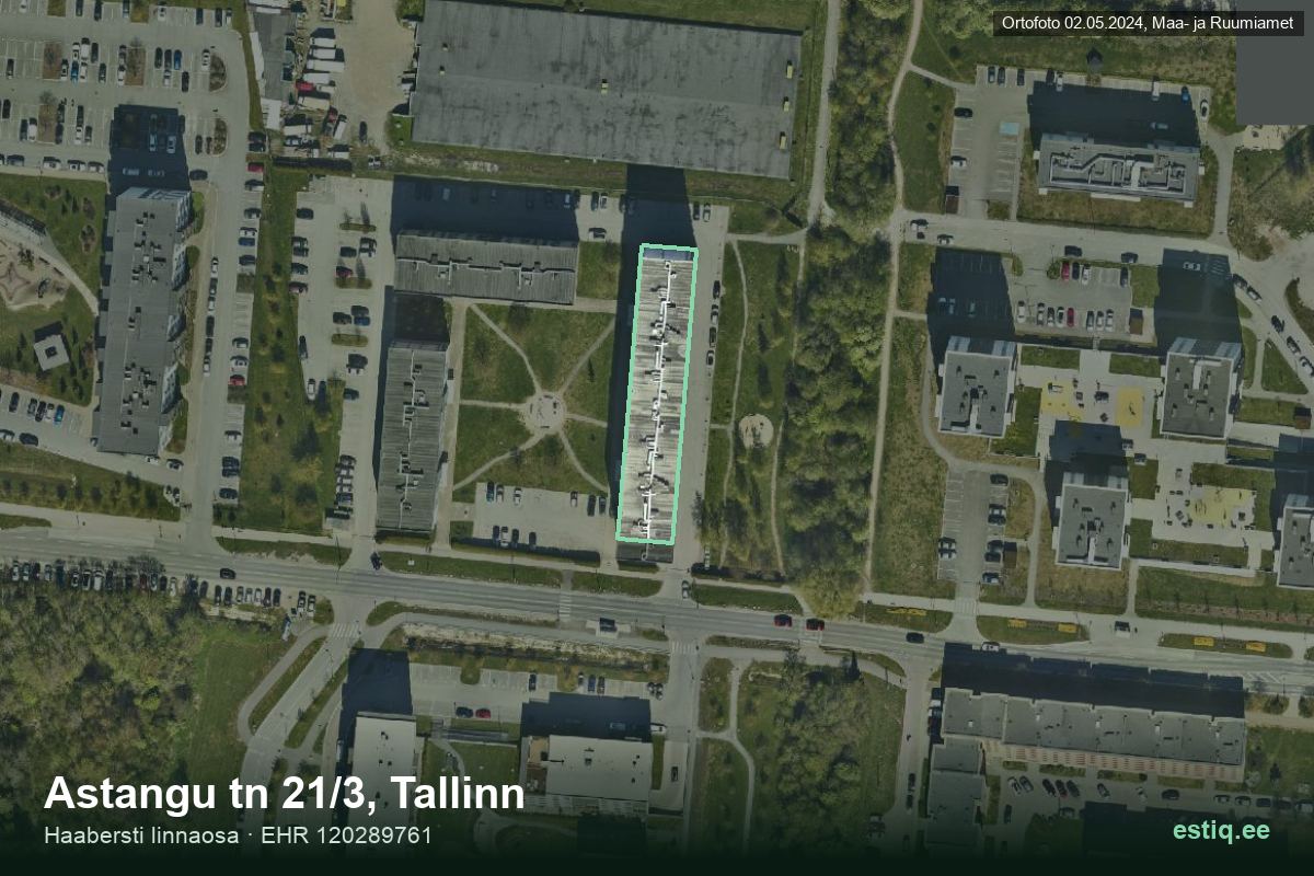 Astangu tänav 21/3, Tallinn – hoone aerofoto, kontuur ehitisregistri (EHR) andmetest