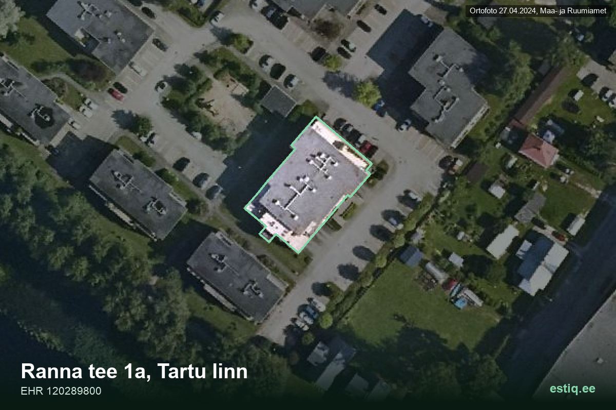 Ranna tee 1a, Tartu – hoone aerofoto, kontuur ehitisregistri (EHR) andmetest