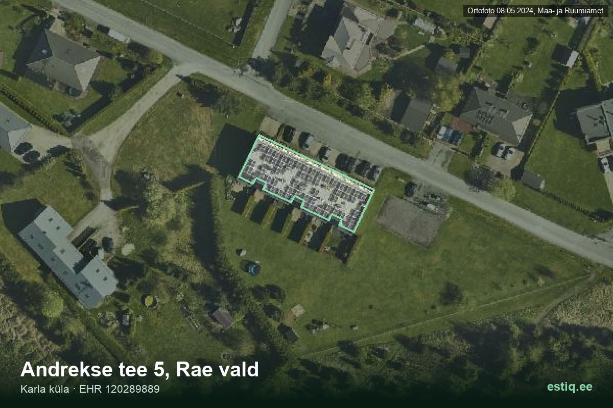 Andrekse tee 5, Rae – аэрофото дома, контур по данным регистра строений (EHR)