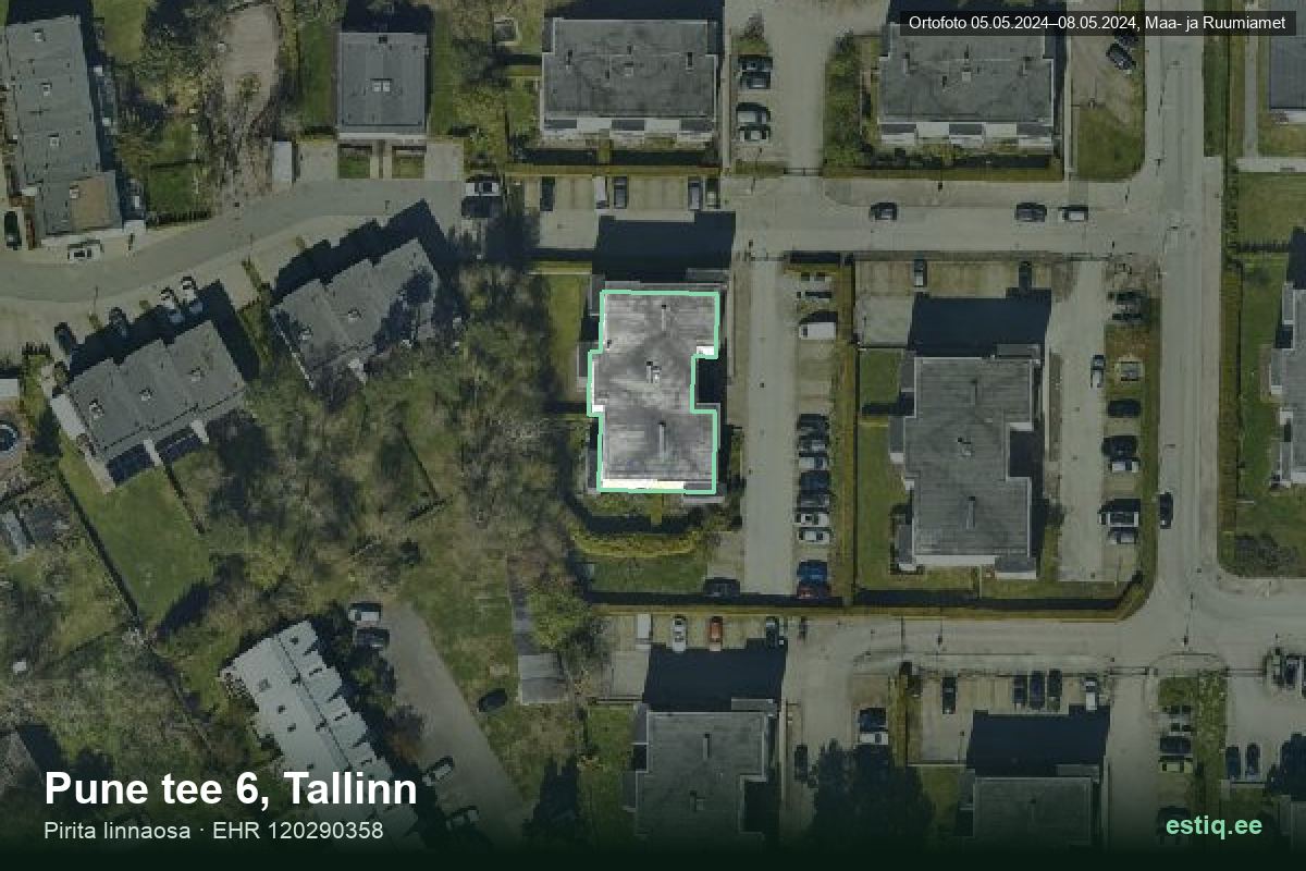 Pune tee 6, Tallinn – hoone aerofoto, kontuur ehitisregistri (EHR) andmetest