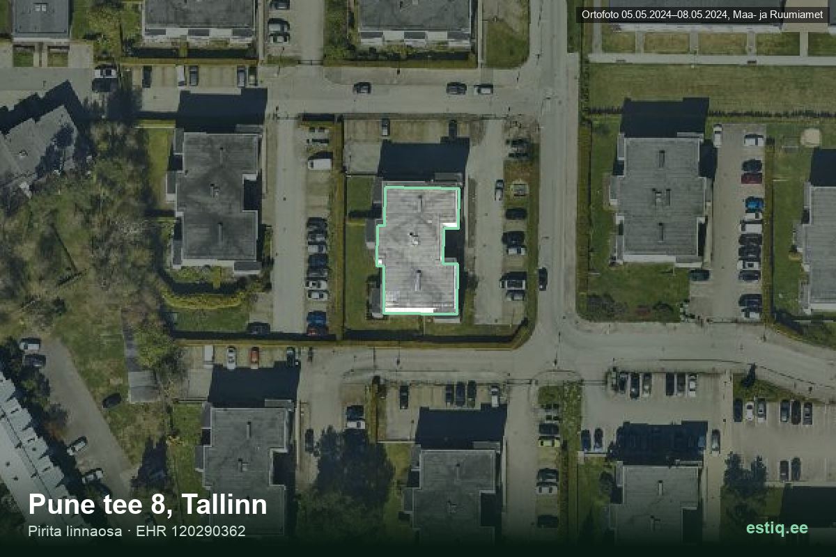 Pune tee 8, Tallinn – hoone aerofoto, kontuur ehitisregistri (EHR) andmetest