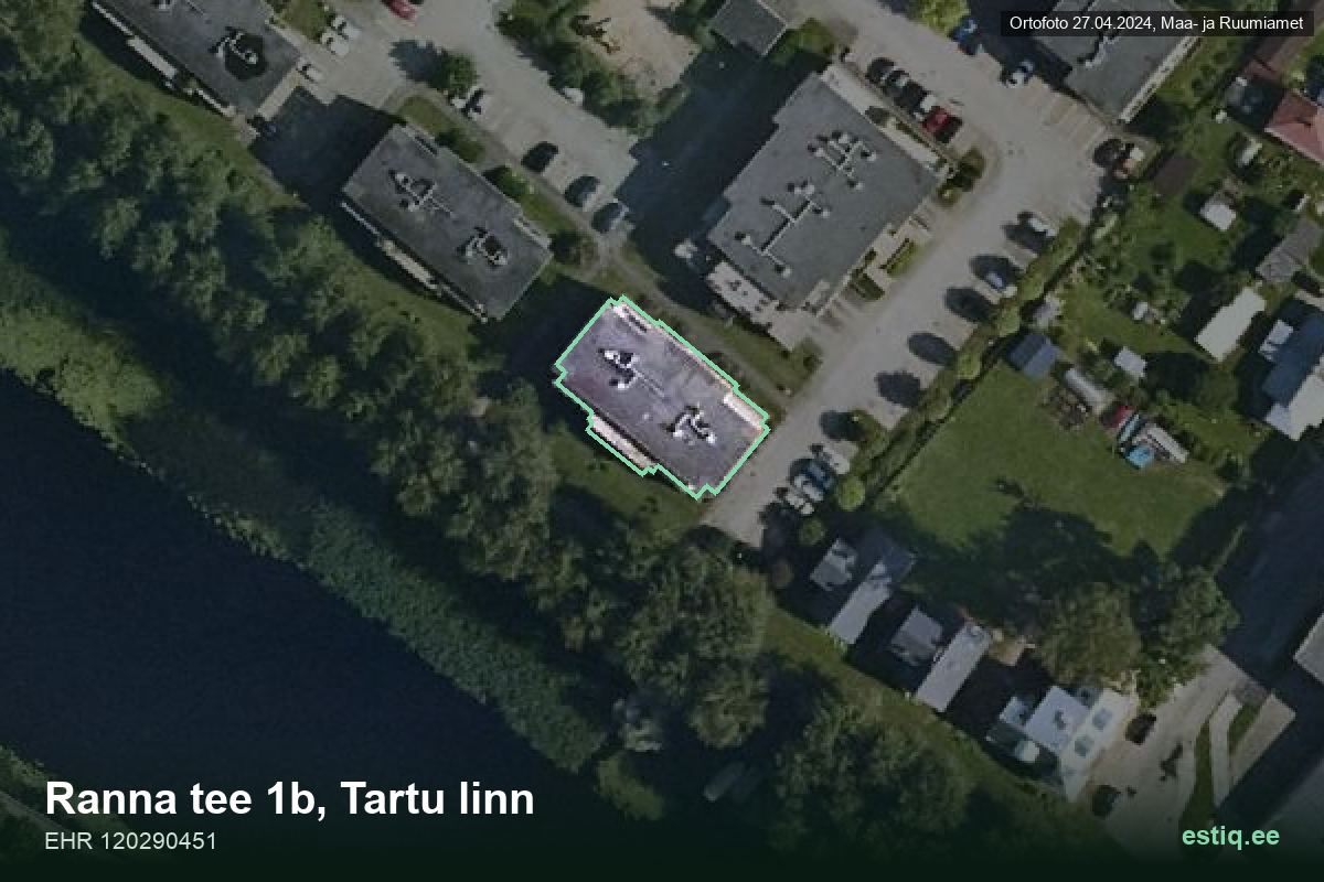 Ranna tee 1b, Tartu – hoone aerofoto, kontuur ehitisregistri (EHR) andmetest