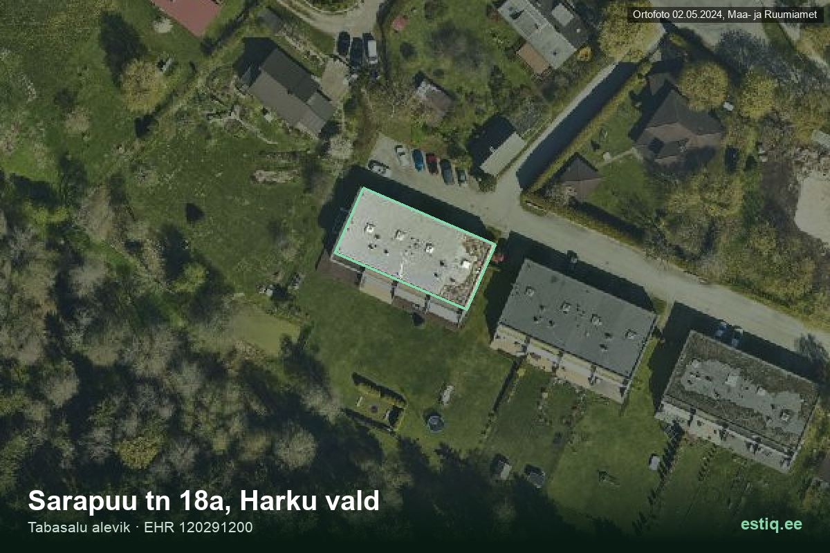 Sarapuu tänav 18a, Harku – аэрофото дома, контур по данным регистра строений (EHR)