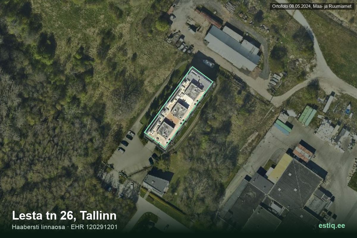 Lesta tänav 26, Tallinn – ilmakuva rakennuksesta, ääriviiva rakennusrekisteristä (EHR)