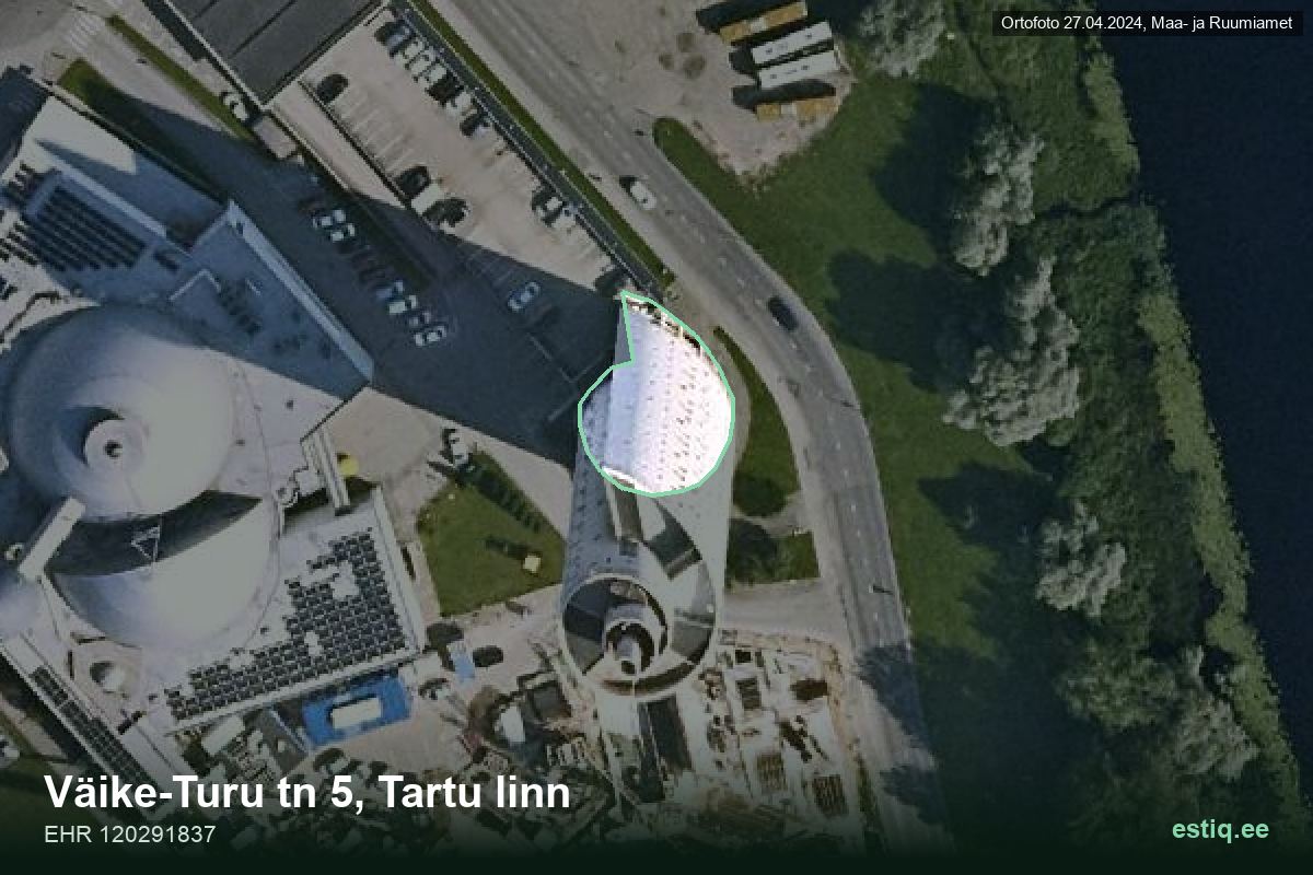 Väike-Turu tänav 5, Tartu – ilmakuva rakennuksesta, ääriviiva rakennusrekisteristä (EHR)
