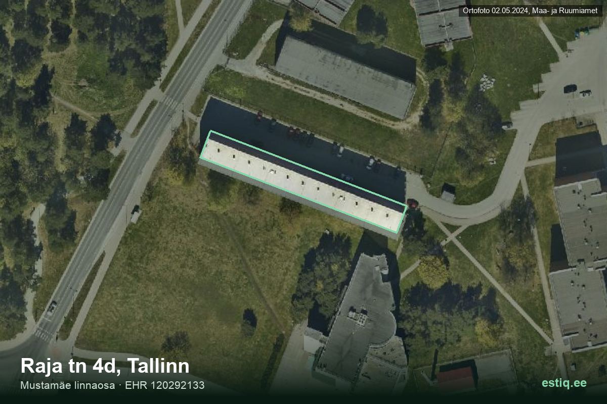 Raja tänav 4d, Tallinn – hoone aerofoto, kontuur ehitisregistri (EHR) andmetest